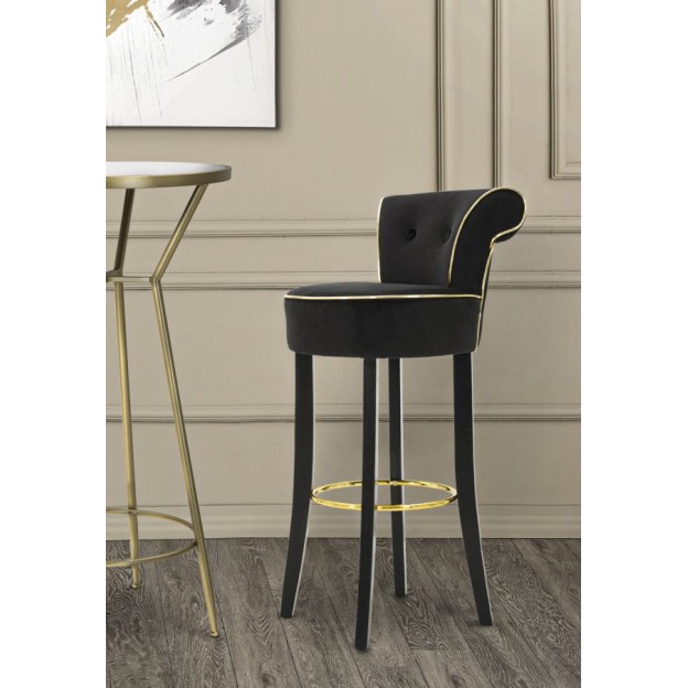 TABUR DE BAR LUXY NEGRU CM 46X48X96