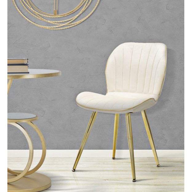 SCAUN PARIS SPACE CREAM/AUR SET 2 46X58X77