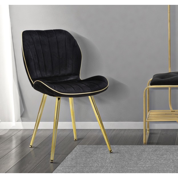 SCAUNE PARIS SPACE NEGRU/AUR SET 2 PZ CM 46X58X77