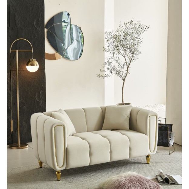 CANAPEA CU PERNE ALMA CREMA 155X81X71