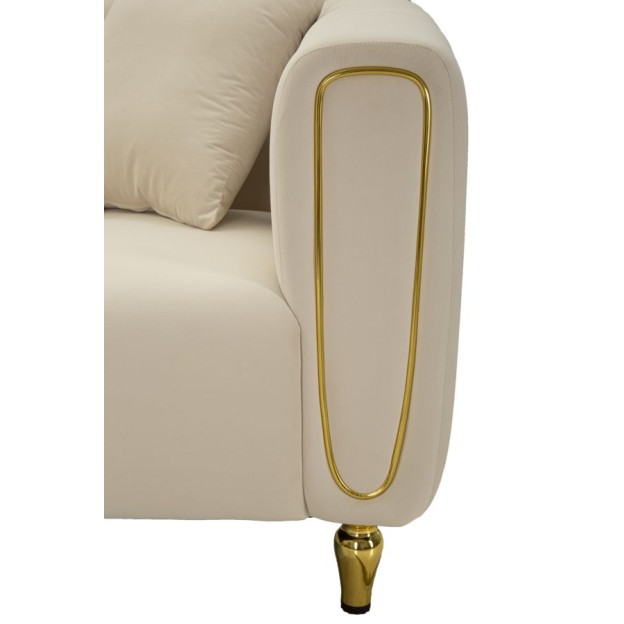 CANAPEA CU PERNE ALMA CREMA 155X81X71