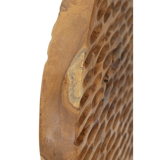 SCULPTURA MONEDA DIN LEMN DE TEC 30X1,5X40