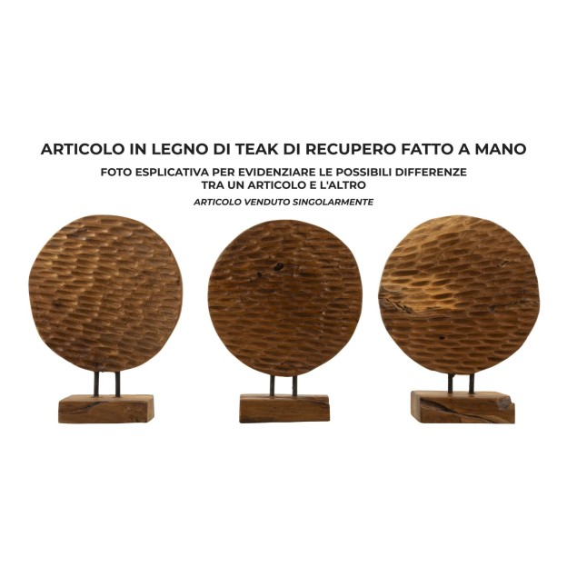 SCULPTURA MONEDA DIN LEMN DE TEC 30X1,5X40