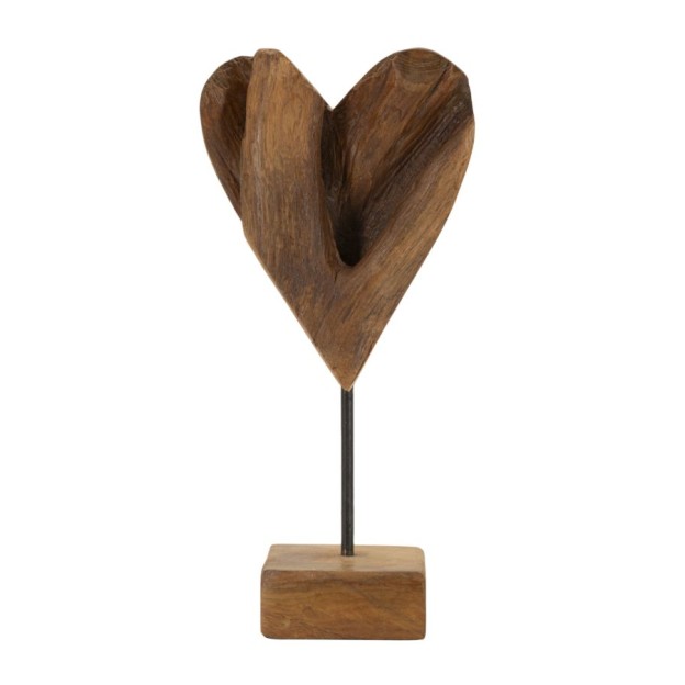 SCULPTURA  DIN LEMN DE TEC INIMA 15X10X35