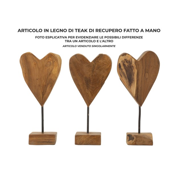 SCULPTURA  DIN LEMN DE TEC INIMA 15X10X35