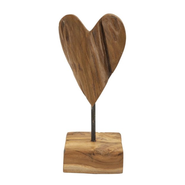 SCULPTURA  DIN LEMN DE TEC INIMA 10X10X25