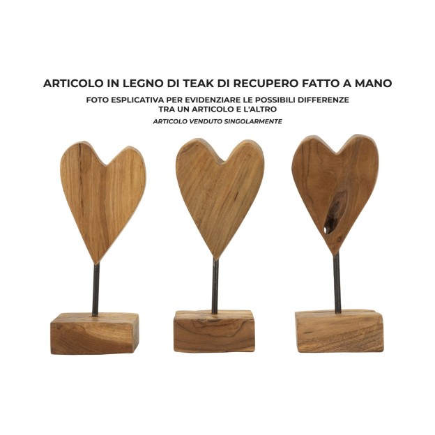 SCULPTURA  DIN LEMN DE TEC INIMA 10X10X25