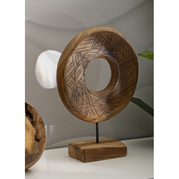 SCULPTURA DORAT DIN LEMN DE TEC 28X10X38