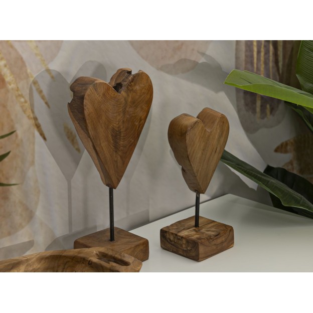 SCULPTURA  DIN LEMN DE TEC INIMA 10X10X25