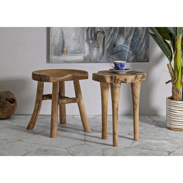 TABURET DIN LEMN DE TEC 40X32X42