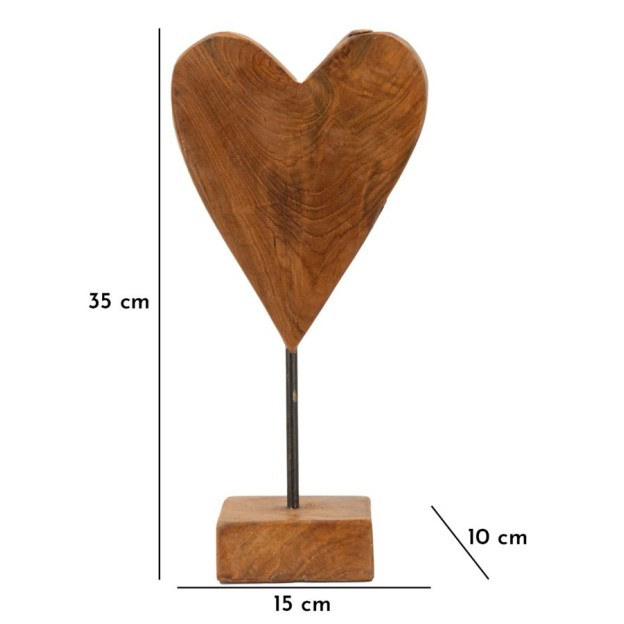 SCULPTURA  DIN LEMN DE TEC INIMA 15X10X35