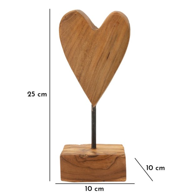 SCULPTURA  DIN LEMN DE TEC INIMA 10X10X25