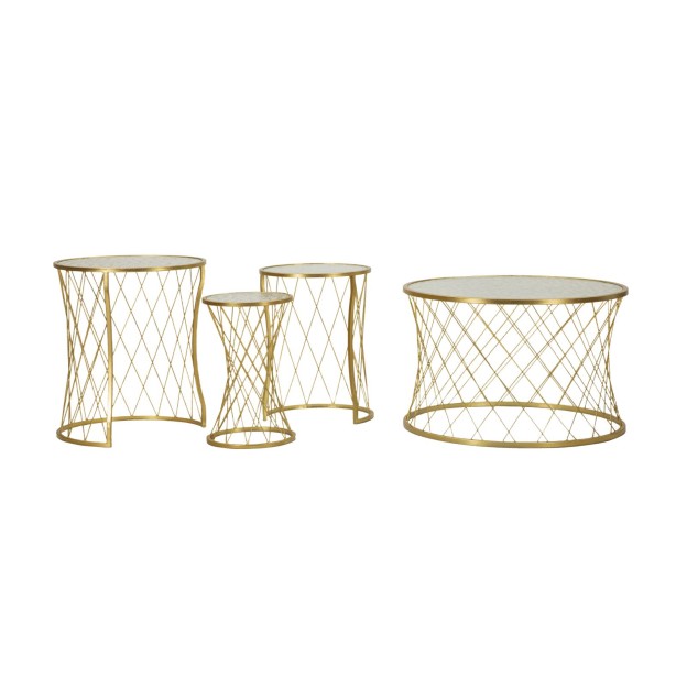 MASĂ NOAH GOLD SET 4 BUC CM Ø 70X45-47X54,5-36x50-28x45