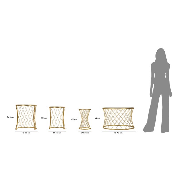 MASĂ NOAH GOLD SET 4 BUC CM Ø 70X45-47X54,5-36x50-28x45