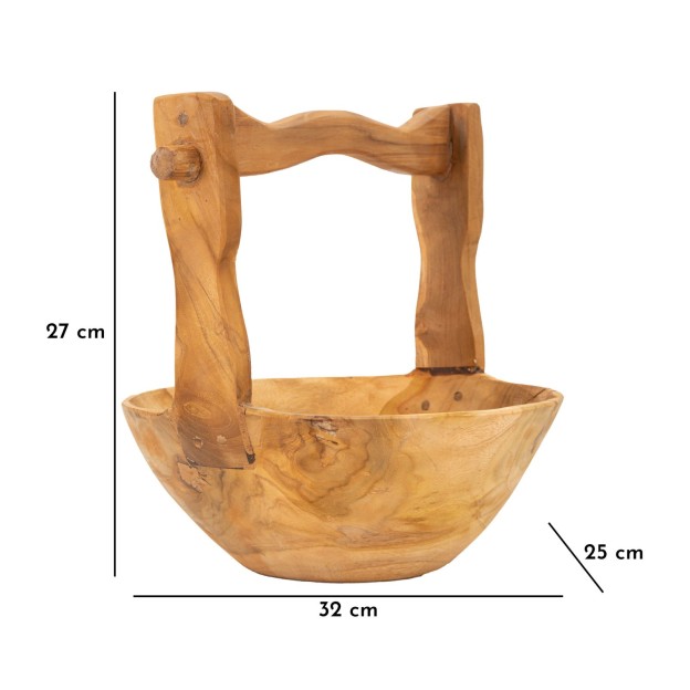 BOL CU MANER TIMBO DIN LEMN DE TEC CM 32X25X27