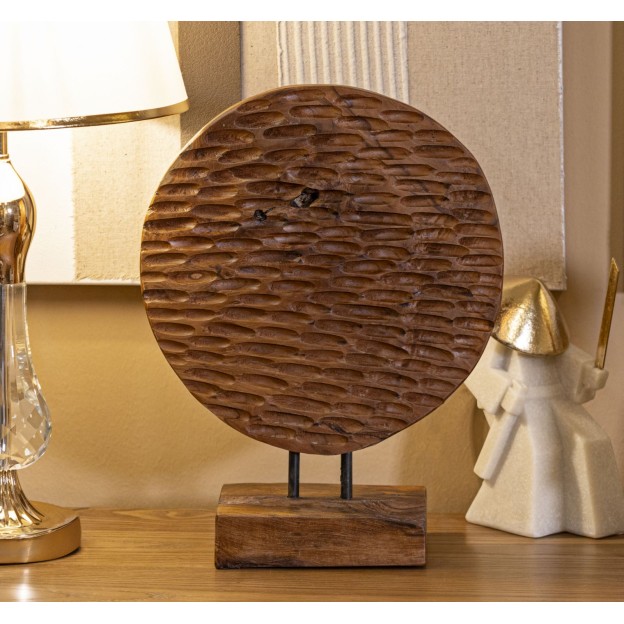SCULPTURA MONEDA DIN LEMN DE TEC 30X1,5X40