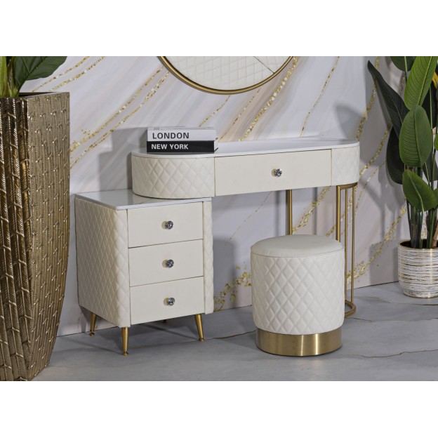 BIROU CU TABURET SHARON ALB 120X40X75 (DIMENSIUNE TABURET Ø36X39)