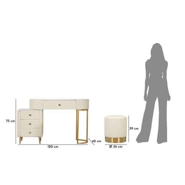BIROU CU TABURET SHARON ALB 120X40X75 (DIMENSIUNE TABURET Ø36X39)