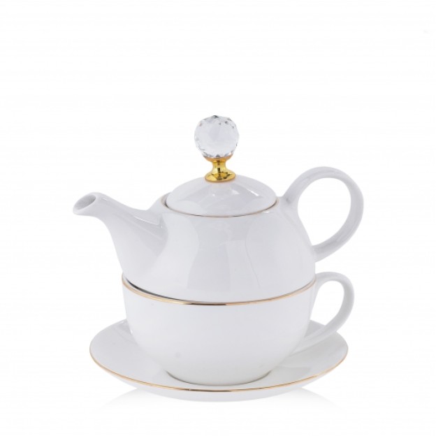 Ceainic cu infuzor si ceasca diamant2 gold