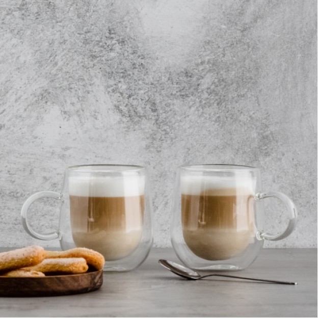 Set cani de sticla cu strat dublu Doppio 2 Latte