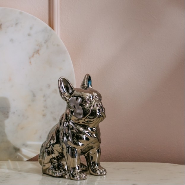 Figurina decorativa silver Bulldoggy