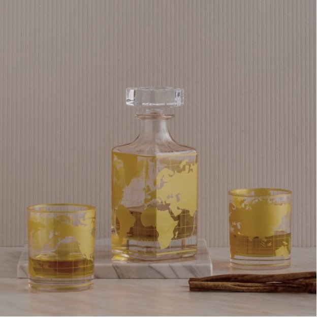 Set sticla cu 2 pahare galio