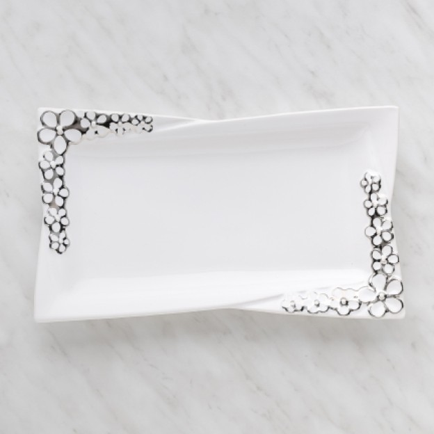 Platou decorativ flosalrect silver