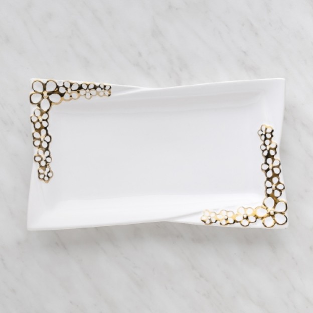 Platou decorativ flosalrect gold