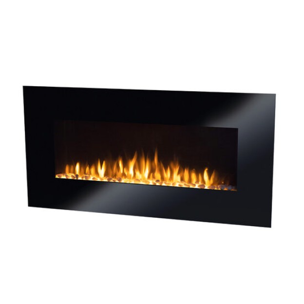 Semineu Smart de perete, trepte de incalzire 1000 W / 2000 W, efect de flacara reala, sticla securizata, sesizare geam deschis, oprire automata la supraincalzire Home FKK 3000 WIFI