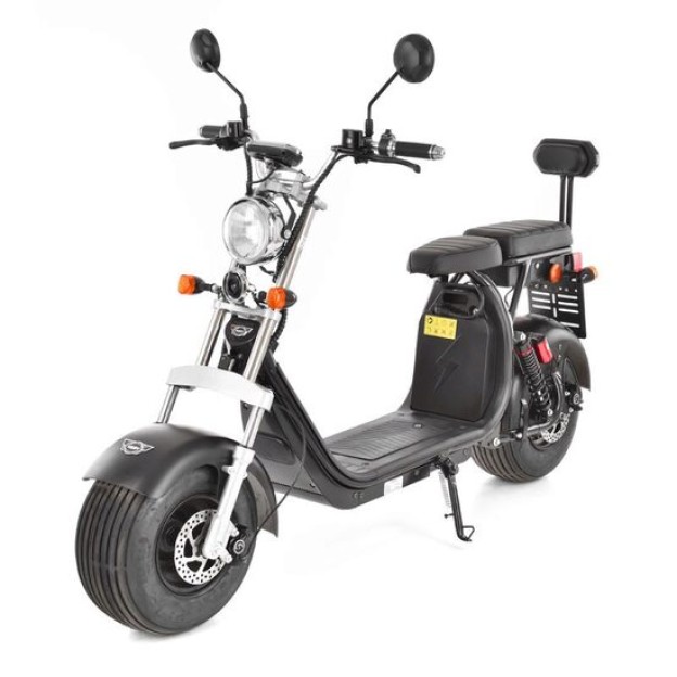 Scuter electric HECHT Cocis Black, acumulator 60 V, 20 Ah, motor 1500 W, anvelope 18 x 9.50 inch, viteza maxima de 45 km/h, negru