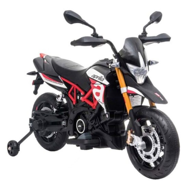 Motocicleta electrica pentru copii HECHT APRILIA Dorsoduro 900, acumulator 12 V, 4.5 Ah, motor 2x18 W, greutate maxima suportata 30 kg, varsta 3-8 ani