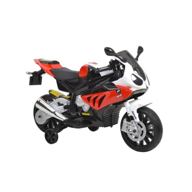 Motocicleta electrica pentru copii HECHT BMW S1000RR RED, cu acumulatori 12 V / 7 Ah, 2 x 35 W, greutate maxima suportata 30 kg, rosie