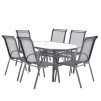 Set mobilier pentru gradina HECHT Ekonomy Set 6, masa cu 6 scaune, schelet metalic