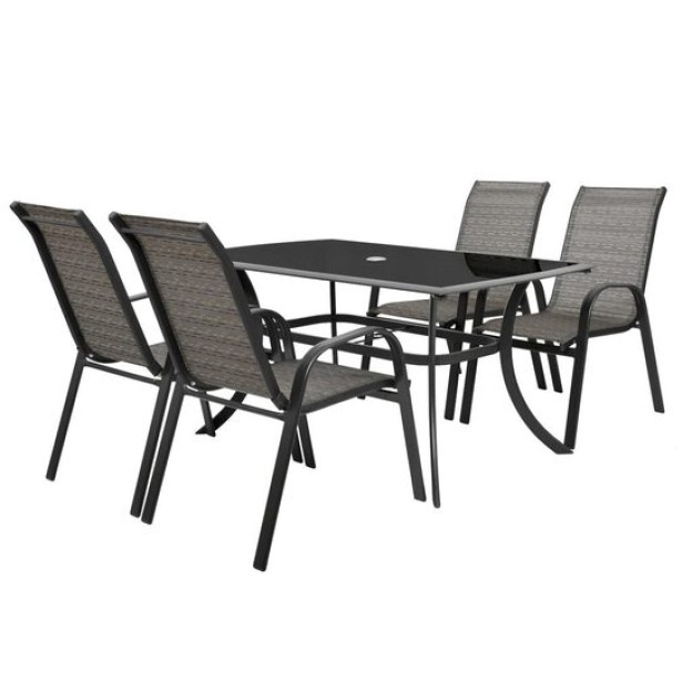 Set mobilier pentru gradina HECHT Honey Set 4, aluminiu/sticla, masa 150 x 90 x 72 cm, 4 x scaune 58 x 74 x 97 cm