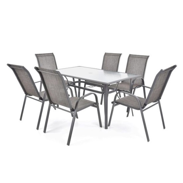 Set mobilier pentru gradina HECHT Sofia Set 6, masa cu 6 scaune, schelet metalic