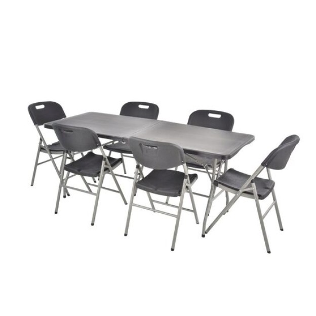 Set mobilier pentru gradina HECHT Foldis Set 6, pliabil, masa 180 x 74 x 74 cm, 6 x scaune 56 x 46 x 84 cm