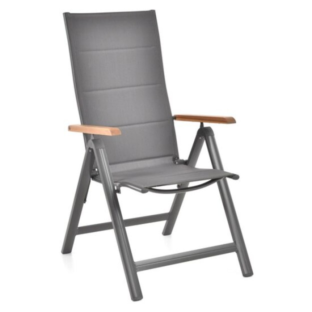 Scaun pentru gradina si terasa HECHT Montana Chair, structura din otel-aluminiu si lemn de salcam, greutate maxima suportata 120 kg, 69 x 59 x 111.5 cm