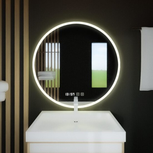 Oglinda LED touch cu sistem dezaburire si ceas 60x60cm AT1CT-IM1P-RS1S-D030/6