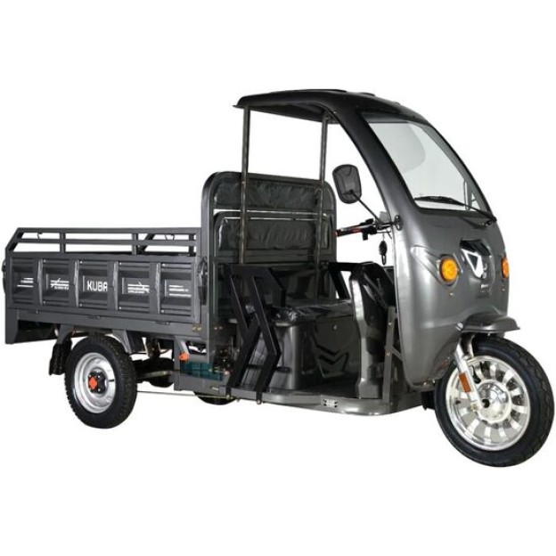 Triciclu electric KUBA GL 18000 MAX cu Cabina, autonomie 70 km viteza 25 km/h bena 135x102 cm basculabila obloane rabatabile putere 2000W acumulatori 72V/45Ah, GRI, fara permis