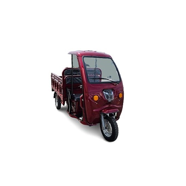Triciclu electric KUBA GL 18000 MAX cu Cabina, autonomie 70 km viteza 25 km/h bena 135x102 cm basculabila obloane rabatabile putere 2000W acumulatori 72V/45Ah, ROSU, fara permis