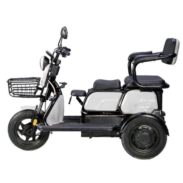Triciclu Electric, Fara Permis, Motor 1000W, 2-3 locuri, APEC APM2 ALB, Autonomie 36km, Omologat RAR