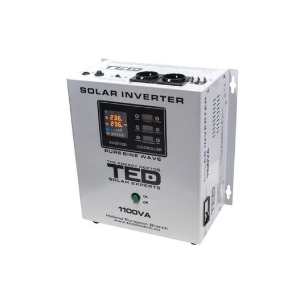 Invertor Solar Fotovoltaic Monofazat Off-Grid, 12V 1100VA 700W MPPT cu unda sinusoidala pura, TED Electric TED000279