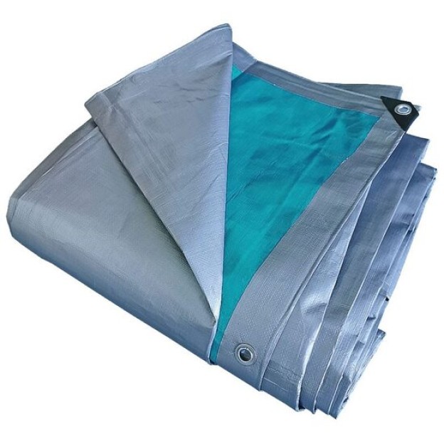 Prelata cu inele 220 g/mp,  8x12 m, argintiu-verde DSH 104534