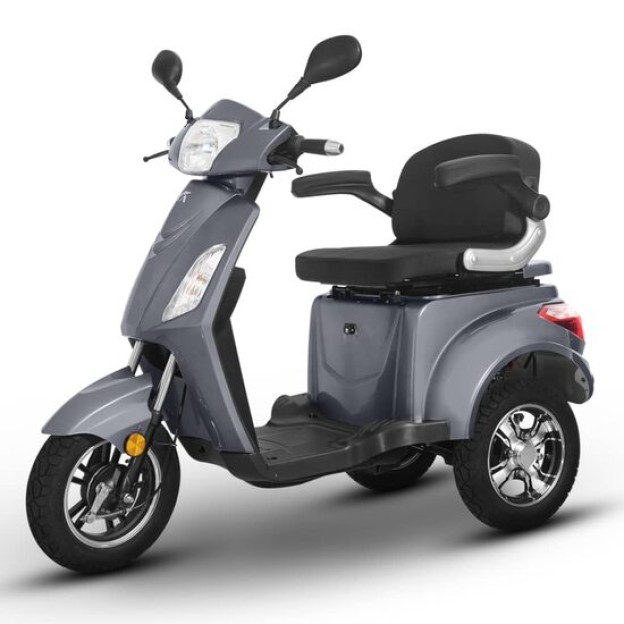 Triciclu electric 1000W, Volta VM4 Fara permis, 60V, 20Ah, viteza maxima 25 Km pe ora, Gri, Autonomie 50 Km