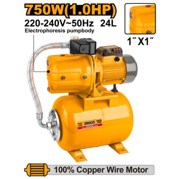 Hidrofor INGCO cu Vas 24L 750W