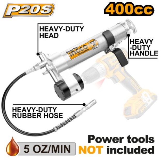 Gresor cu Atasare la Bormasina Decalimetru 400cc, 550bar, pompa de gresat Ingco CGULI2001