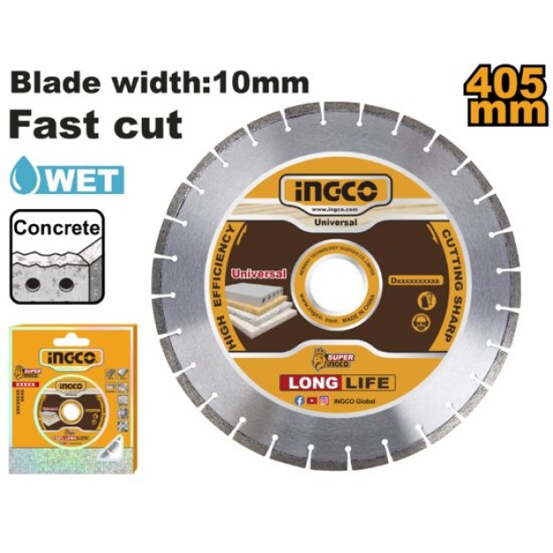 Disc Diamantat Segmentat 405x25.4mm pentru masina taiat asflat Ingco DMD044052
