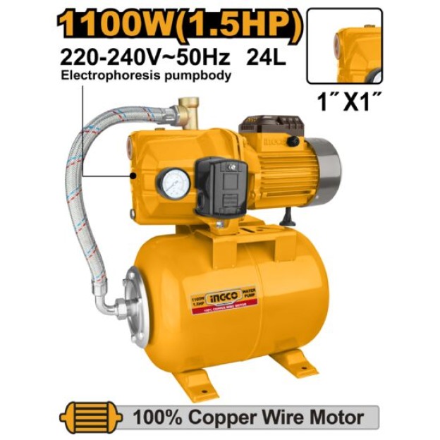 Hidrofor INGCO cu Vas 24L 1100W