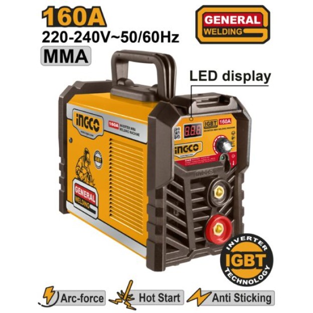 Aparat de Sudura cu Invertor 160A electrod: 1.6-4.0mm, Ingco ING-MMA16021E