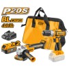 Pachet Bormasina + Polizor Unghiular cu 2 acumulatori 4Ah, 20V, Ingco CKLI20155